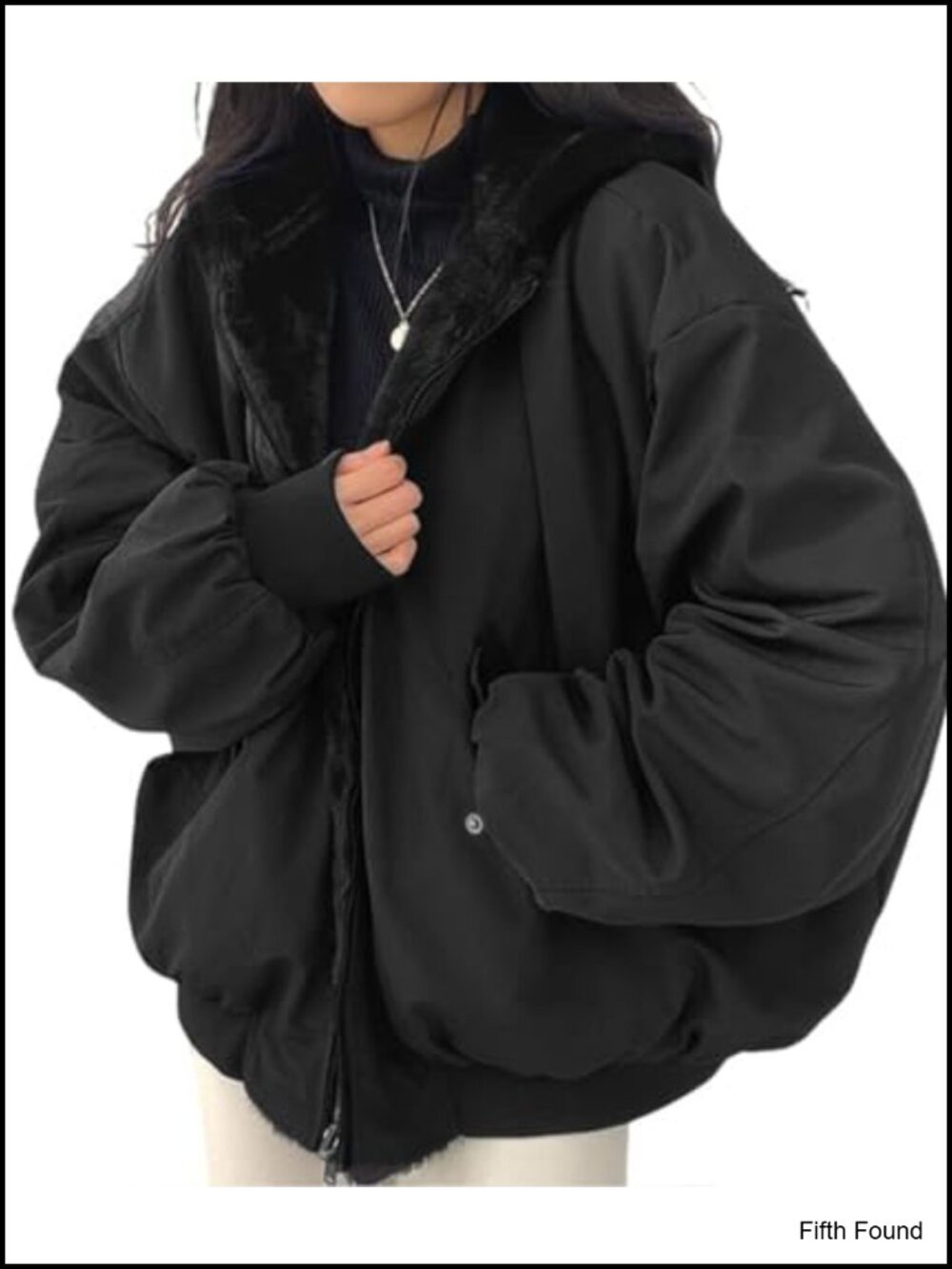 Women's Reversible Hooded Fleece-Lined Winter Coat Warm Zip-Up Jacket